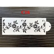 스프레이부스 29x10cm 퐁당 케이크 메쉬 스텐실 스탬프 엠보싱 웨딩 장식 도구 플라스틱 스프레이 금형 초콜릿 그리기 그림, [16] C16