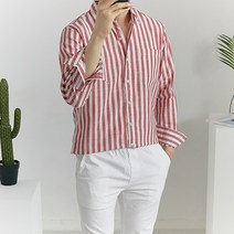 여름 스트라이프 린넨 긴팔셔츠