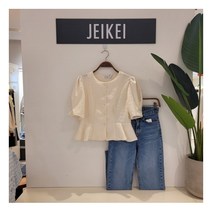 제이케이 콩단추허리라인블라우스(JM5BL1006B)