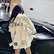 데님재킷코디 가을 클래식 발묵 페인트를 뿌리다 구제 플라워 프린팅 DENM 여성 트렌드 상의 2626743252