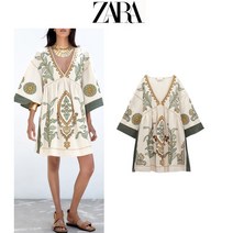 ZARA 자라 린넨 자수 원피스 여성 셔링장식