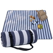 [피크닉코] 패브릭 감성 피크닉 매트 방수 돗자리 캠핑 용품 대형 체크 일체형, 5 마린 스트라이프