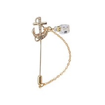 매달린 체인이 달린 기사단 황금 앵커 라펠 핀 배지 코트 정장 웨딩 파티 셔츠 칼라 액세서리 브로치 남성용