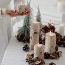 [해외직구] 북유럽 로맨틱 자작 나무 캔들 홀더 /크리스마스 인테리어 가게 촛대 식당, 높이20cm