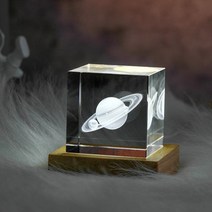 크리스탈 조명 태양계 문진 서예도구 문방사우, 6x6x6cm, 08.LED 토성