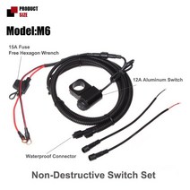 수입차 부품 22cm 7/8in 알루미늄 합금 바이크 오토바이 핸들 바 헤드 라이트 스위치 3 위치 방수 12V 안개 스포트라이트 레트로, [04] M6
