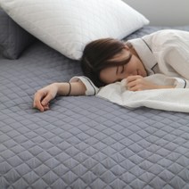 베이직톤 알러지케어 진드기케어 밴드고정 퀼팅 가벼운 토퍼 매트리스, 그레이