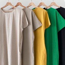 [아이우먼] 린넨 무지 슬릿 원피스 206L044S 빅사이즈 여성 사이즈에서 자유로운 그녀