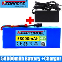 전기 자전거 배터리 48v 리튬 이온 배터리 48v 58Ah 1000w 13S3P 리튬 이온 배터리 팩 54.6v 전자 자전거, 1개