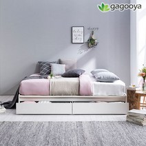 [가구야] 기간한정! 통깔판 서랍형 침대+매트리스, 슈퍼싱글(화이트)