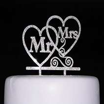 Bride and Groom Cake Topper Mr and Mrs Sign Wedding Decorations-Silver, 1