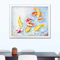 나봄갤러리 비단구어도 잉어그림 액자, 2.심플 화이트 액자