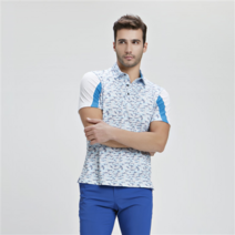 엠바골프 남성 나염패치 배색 티셔츠 M202MTS006