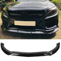 전면 스포일러 범퍼 립 메르세데스 벤츠 C 클래스 W205 스포츠 2015-2018 C180 C250 C300 C400 용 광택 블랙 자동차 하부 블레이드 스플리터, Glossy Black