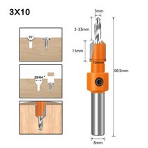 가이드 클램프 각도 바이스 목공 목재용 8MM 생크 Hss 카운터 싱크 라우터 비트 나사 추출기 밀링 커터120160, 라운드, 3mmx10mm, 라운드 3mmx10mm