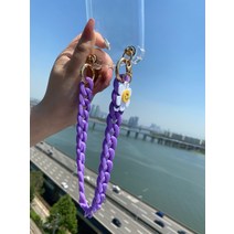 아이폰 갤럭시 LG 진주 구슬 스트랩 손목 체인 핸드폰줄 폰케이스SL114 보라체인손목(오링꽃키링)