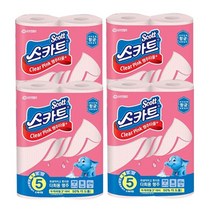 유한킴벌리 크리넥스 스카트 항균 클리어 핑크 행주타올 45매 2롤 x 4팩, 4개