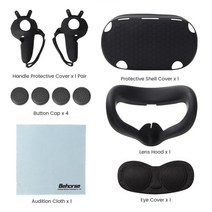 quest 2 실리콘 케이스 보호 커버 세트 oculus quest 2 vr 터치 컨트롤러 쉘 렌즈 로드 캡 핸들 그립 액세서리, 협력사, 블랙 콤보 01