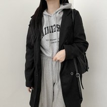 VANANA2 여성용 겨울 따듯한 기본 더블 모직 카라넥 베이직 루즈핏 벨트 기모 하프 코트 자켓