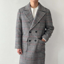 다잇템 남성 울 격자 캐쥬얼 재킷 FW 롱 헤링본 코트
