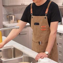 캠퍼스원단 패브릭 앞치마 공방 화방 카페 바리스타 식당 주방 미술학원 어린이집 미용실 애견미용, 캠퍼스앞치마-브라운