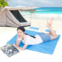 꿀잠미인 3D 에어매쉬 아이스 쿨매트 더블 세트 여름침대 쿨패드, 블루