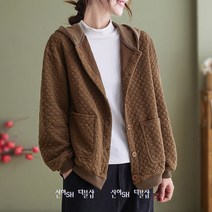 신이SH 더블샵 편집몰 큰언니 빅사이즈 동글동글 원형퀼팅 버턴다운 가벼운 후드점퍼