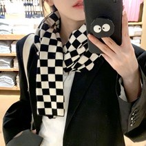 4컬러 바둑 체크 니트 머플러 따뜻한 데일리 여성 겨울 넥워머
