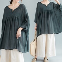 바바라옷장 루즈핏 B-211324 볼륨 블라우스/ 빅사이즈/루즈핏/임부복/엄마옷/린넨/쉬폰