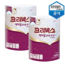 [크리넥스] 에어셀 프리미엄 천연펄프 점보롤(2겹) 200m 3롤X2팩 45379, 단품