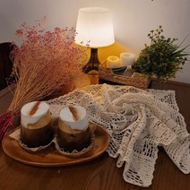 홈카페 레이스 테이블보 6종 미니 사각 크로쉐 식탁보 손뜨개 협탁보 감성 테이블 러너, 아이보리 60x60(cm)