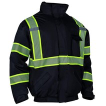 VENDACE Hi Vis 반사 안전 겨울 재킷 남성용 폴라 플리스 안감 ANSI 클래스 1 높은 가시성 블랙(블랙 5XL) 673003, Large