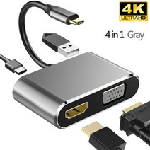 노트북 도킹 스테이션 USB C C타입 허브-HDMI 어댑터 4K 썬더볼트 3 3.1 3.0 맥북 프로에어 M1 독, 옵션.06 4-in-1 VGA Gray