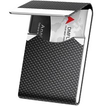 DMFLY 폴리우레탄 가죽 & 메탈 명함 홀더 블랙 카본 RFID 차단 자석 잠금