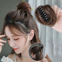 볼륨 가발 집게핀 여자 똥머리 당고머리 만두머리 올림머리 부분가발 헤어핀 가발핀, 1개, 01.생머리-블랙