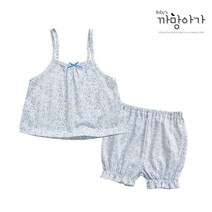 까망아가 영유아용 국내생산 여름용 블루가든 편면 끈나시 내의