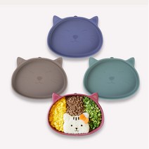 [마미스테이블] 식품용실리콘 뚱냥이 흡착식판(본체만) 유아 돌 아기 그릇 식기 중기 이유식 용기, 뚱냥이  버건디(본체만)