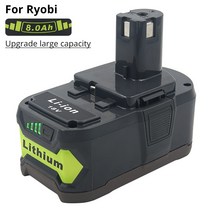 료비 호환 충전 배터리 18V 8Ah 리튬이온 호환 Ryobi RB18L40 RB18L50 RB18L60 P108 P107 BPL1820 P122 P104 P105 P102 P10, 1개