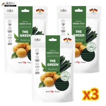 더그린 강아지 덴탈케어 입냄새제거 양치껌 그린 믹스 스틱껌, 3팩, 그린스틱 9P (72g)