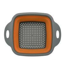 과일세척기 Fruit Vegetable Washing Machine 접이식 실리콘 드레인 바구니 야채 과일 세척 바구니 접이, 07 rectangle-orange_02 L
