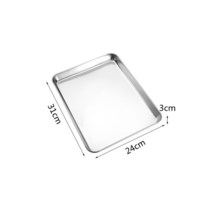 가정용 스테인레스 스틸 음식 트레이 찐소시지 과일 직사각형 보관 접시 팬 케이크 베이킹 주방 액세서리, 한개옵션1, 03 31x24x3m