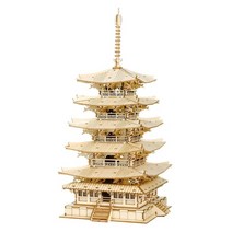퍼즐 입체 크리스탈 3d 만들기 만들기재료 Robotime Rolife 275pcs DIY 3D 5 층 탑 나무 게임 조립 생성자 를위한 장난감 선물 십대 성인 245, 협력사, 오층탑