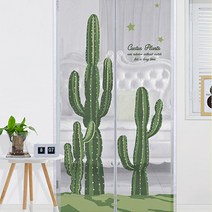 다샵 일체형 자석 프리미엄 현관 방문 모기장 방충망, 그린선인장 100X210