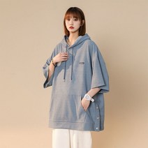 SJW 여성 후드 반팔 티셔츠 박시 옆트임 풀오버 상의 봄 여름 캐주얼 빅사이즈 L~4XL