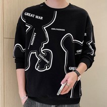 봄가을 맨투맨 남자 후드티 캐주얼 코디 청년 멋지다 긴팔 티 셔츠 라운드넥 상의 신사복
