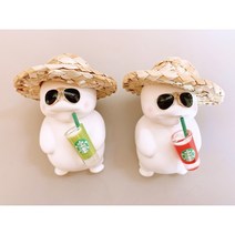[라뮤즈캔들] 밀짚모자 지방이 1+1 세트 (선글라스 모자 별다방 리필오일 포함) 차량용 석고방향제 차량용방향제, 화이트머스크