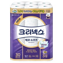 [무료배송]크리넥스 데코&소프트 프리미엄 3겹 40M x30롤(1200M)/휴지 화장지 티슈 페이퍼 두루마리