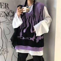 밍크베스트 밍크조끼 민소매 니트 스웨터 탱크 여성 조끼 빈티지 불꽃 점퍼 Streetwear 캐주얼 남자 Gilet 한국 패션