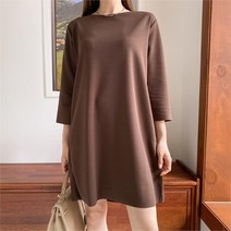 브이와이 여자 FW 중간 데일리 민무늬 U넥 원피스