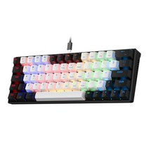 KA6406 키보드 RGB USB 기계 게임 키보드 64 키 유선 분리형 케이블 휴대용 게이머 키보드 레드 스위치 키 캡, White Black